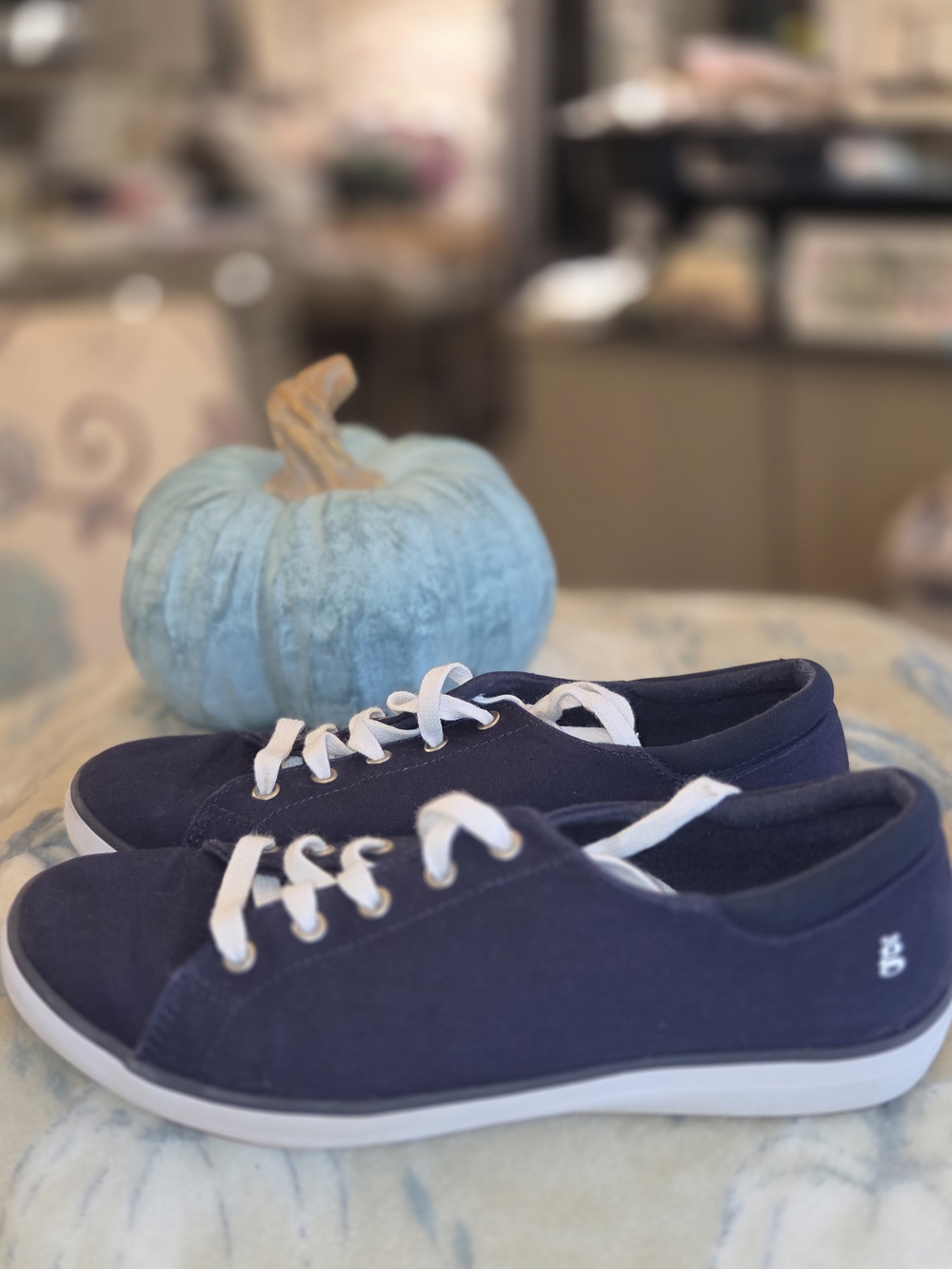 Casual Navy Canvas Lace-Up Sneakers - Women